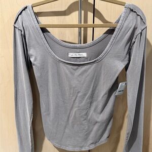 Free People Charcoal Long Sleeve Top